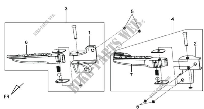 RIGHT LEFT FOOTPEGS for SYM MIO 50 (25 KMH) (HU05WB-6) (L0-L5) 2010