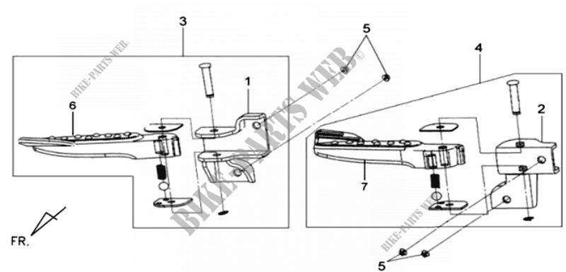 RIGHT LEFT FOOTPEGS for SYM MIO 50 (25 KMH) (HU05WBH-6) (L5-L6) 2005