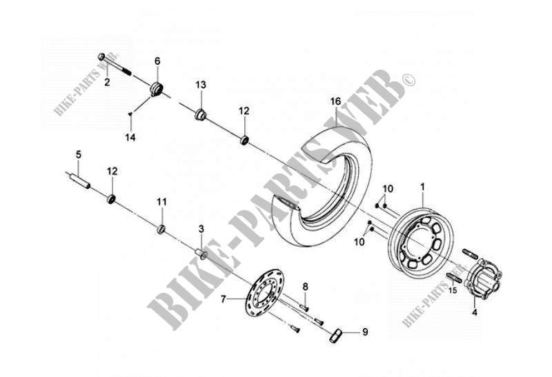 FRONT WHEEL ASSEMBLY for SYM MIO 50 (45 KMH) (HU05W8-6) (K9) 2009
