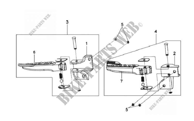RIGHT LEFT FOOTPEGS for SYM MIO 50 (45 KMH) (HU05W8-6) (K9) 2009