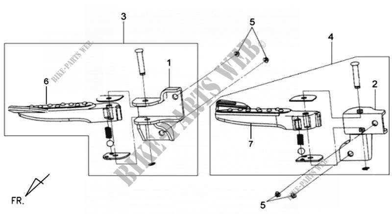 RIGHT LEFT FOOTPEGS for SYM MIO 50 (45 KMH) (HU05WAH-6) (L5) 2015