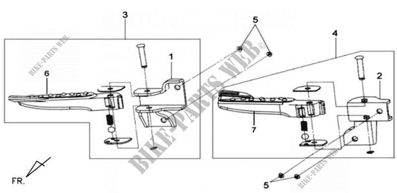 RIGHT LEFT FOOTPEGS for SYM MIO 50 (45 KMH) (HU05WAH-6) (L5-L6) 2016