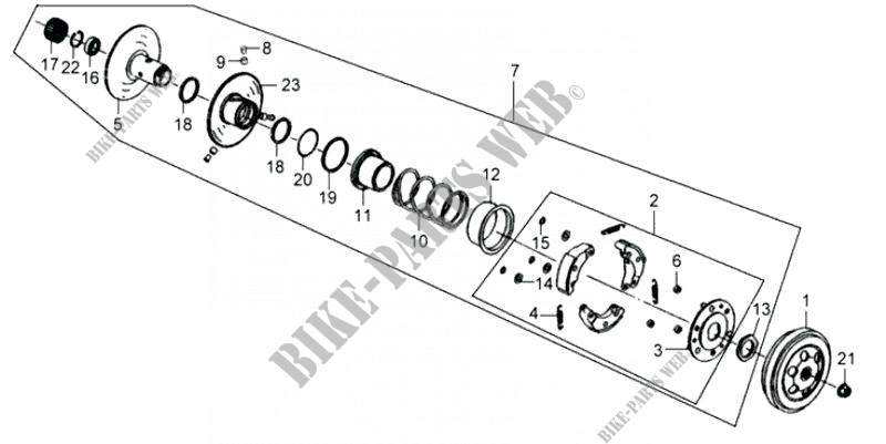 DRIVEN PULLEY ASSY for SYM MIO 50 (HU05W1-6) (K5) 2005