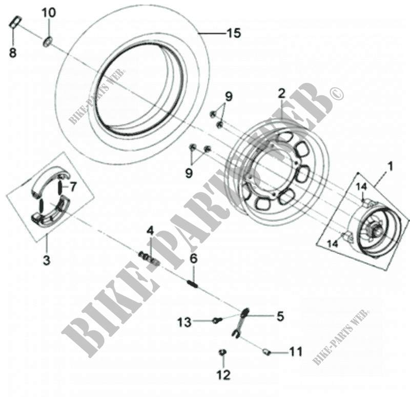 FRONT WHEEL ASSEMBLY for SYM MIO 50 (HU05W1-6) (K5) 2005