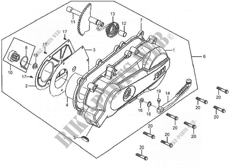 ENGINE CASINGS for SYM MIO 50 (HU05W-6 - HU05W-F) (K6) 2006