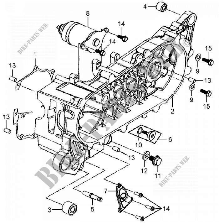 ENGINE CASINGS for SYM MIO 50 (HU05W-6 - HU05W-F) (K7) 2007