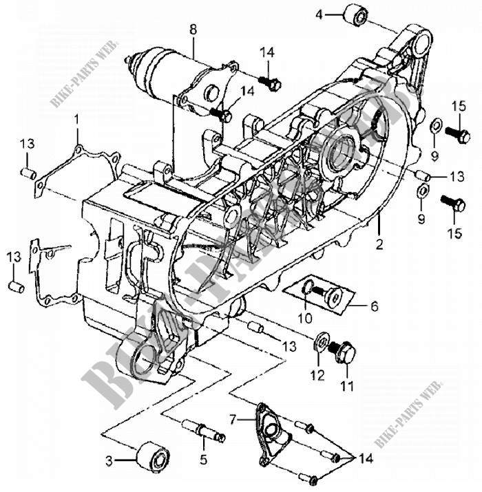 ENGINE CASINGS for SYM MIO 50 (HU05W-6) (K5) 2005