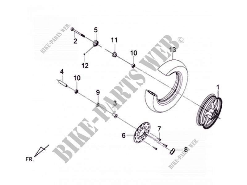 FRONT WHEEL ASSEMBLY for SYM MIO 50 (HU05WD-S) (L0-L1) 2010