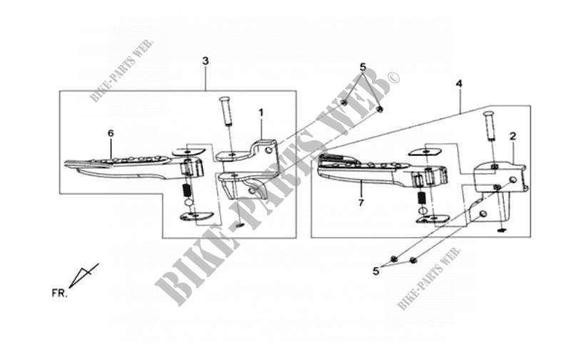 RIGHT LEFT FOOTPEGS for SYM MIO 50 (HU05WD-S) (L0-L1) 2010