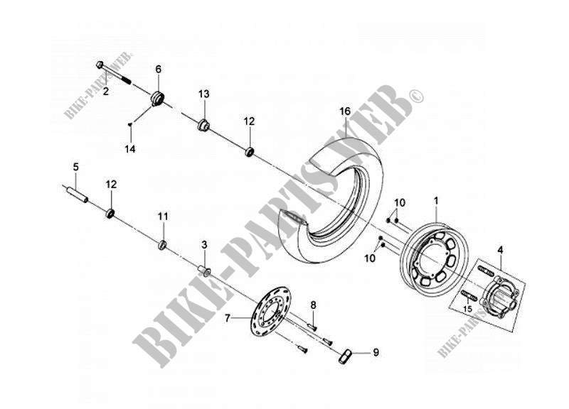 FRONT WHEEL ASSEMBLY for SYM MIO 100 (HU10WC-F) (K9-L4) 2009