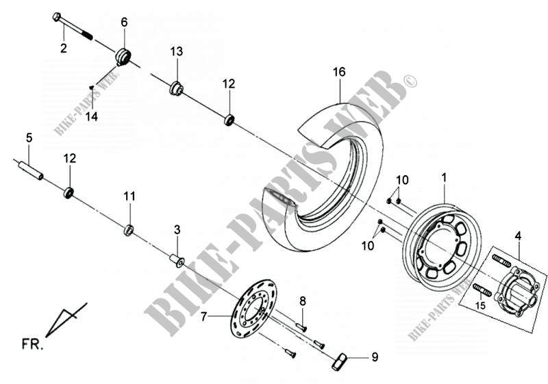 FRONT WHEEL ASSEMBLY for SYM MIO 100 (HU10WC-F) (L2-L4) 2012