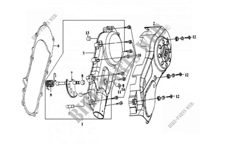 ENGINE CASINGS for SYM EURO MX 125 (HF12W1-6) (METRO EUROPE 125 DUAL DISK) 2003