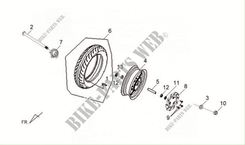 FRONT WHEEL ASSEMBLY for SYM FIDDLE II 125S (AX12W1-6) (L0-L4) 2010