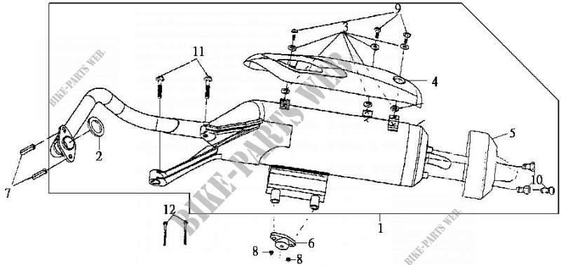 EXHAUST PIPE for SYM SHARK 125 (HS12W-6) (K2-K3) 2002