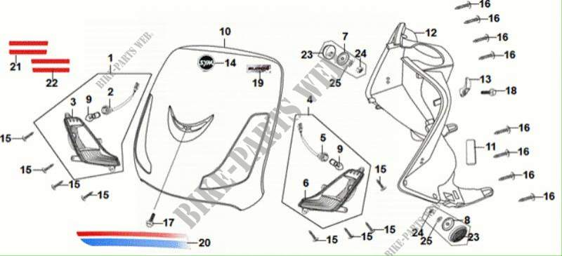 FRONT COVER   FRONT INNER BOX for SYM FIDDLE II 50 (45 KMH) (AF05W4-EU) (E4) (L8-M0) 2020