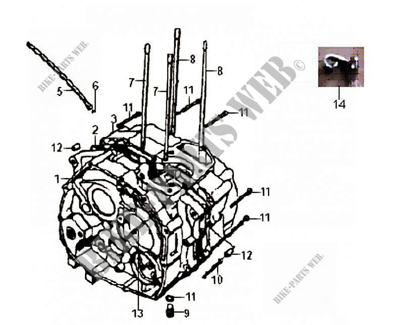 ENGINE CASINGS for SYM XS125 (MD12B2-E) (L1) 2011