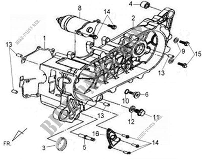 LEFT CRANKCASE for SYM FIDDLE II 50 (45 KMH) (AF05W-6) (NEW ENGINE) (K9-L2) 2009