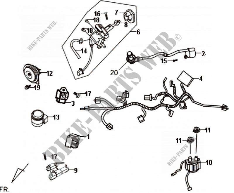 WIRE HARNESS for SYM FIDDLE II 50 (45 KMH) (AF05W-6) (NEW ENGINE) (K9-L2) 2009