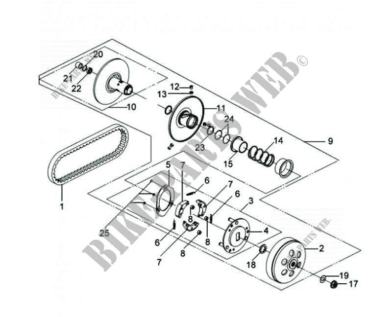 DRIVEN PULLEY for SYM GTS 250 EURO 3 (LM25W1-P) (K7-K8) 2008