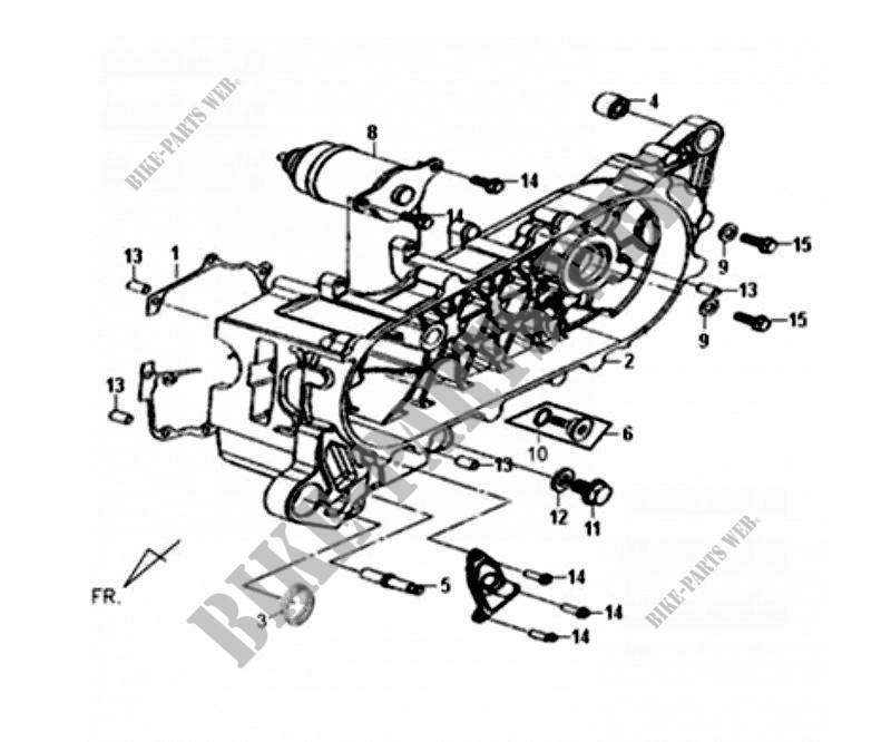LEFT CRANKCASE for SYM FIDDLE II 50 (45 KMH) (AF05W-S) (NEW ENGINE) (K9-L2) 2012