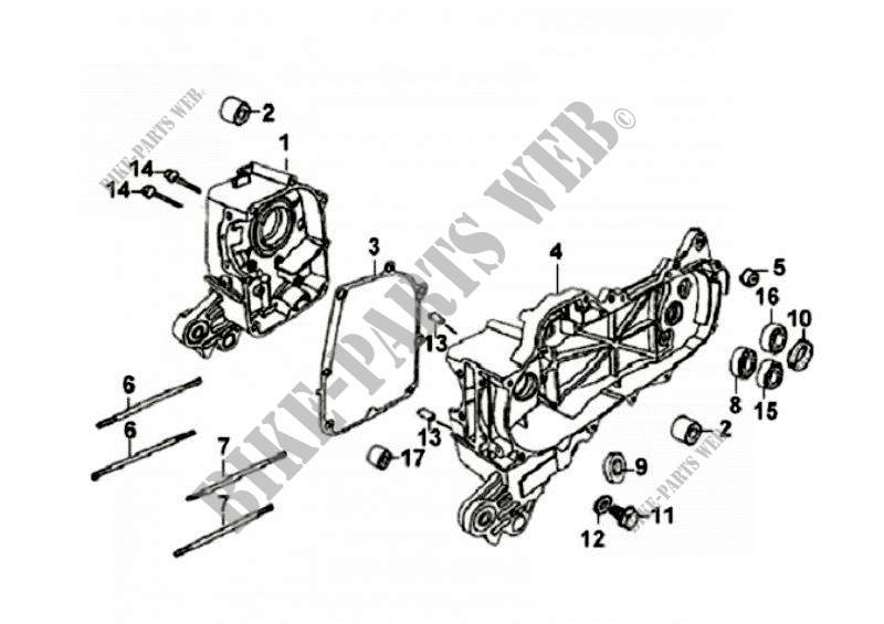 CRANKCASE for SYM FIDDLE II 50 (45 KMH) (OLD ENGINE) (AW05W-6) (K7-K8) 2007