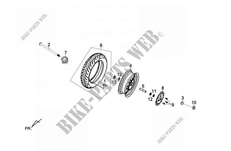 REAR WHEEL for SYM FIDDLE III 50 (25 KMH) (E3) (XA05W1-NL) (L4-L5) 2004