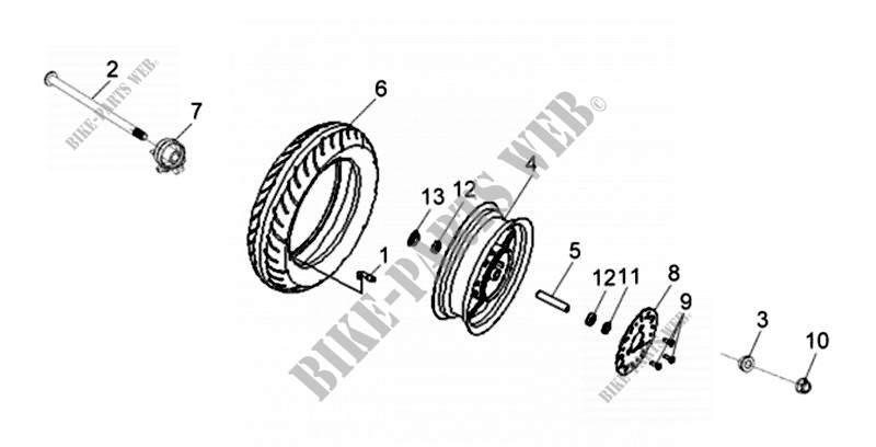FRONT WHEEL ASSEMBLY for SYM JET 4 R50 (JD05W1-F) 2011